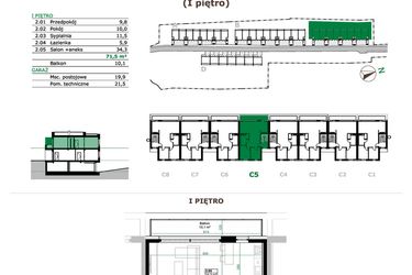 Rzut - Mieszkanie na sprzedaż 3 pokoje o powierzchni 71,5 m² - numer C5.2 w Dębowe Zacisze