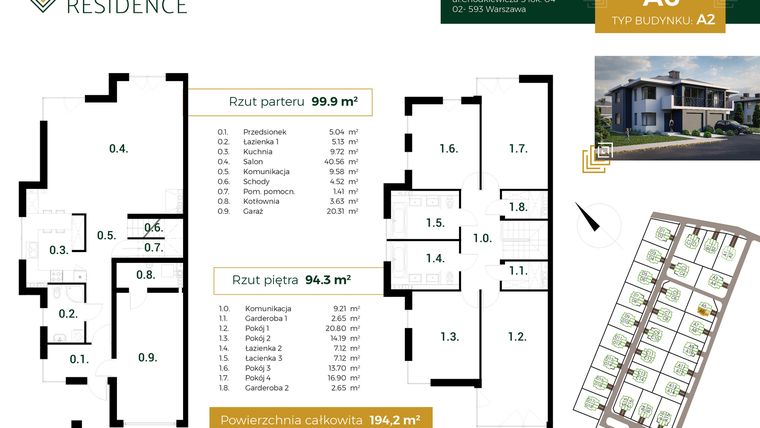 Rzut - Dom na sprzedaż 6 pokoi o powierzchni 193,73 m² - numer A.6 w Forest Residence II