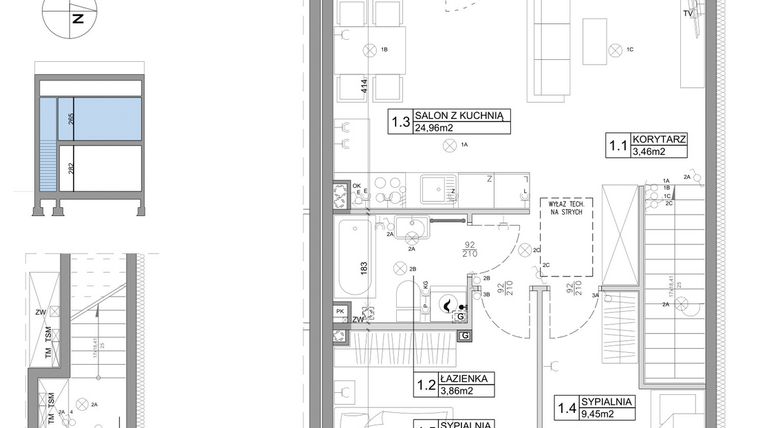 Rzut - Mieszkanie na sprzedaż 3 pokoje o powierzchni 61,95 m² - numer 54 w Boska Ksawerowska IV