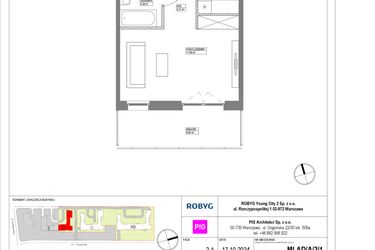 Rzut - Mieszkanie na sprzedaż 1 pokój o powierzchni 31,04 m² - numer MLAD/A/2/1 w Metro Life Apartamenty CD