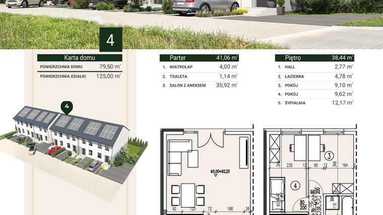 Rzut - Dom na sprzedaż 4 pokoje o powierzchni 79,5 m² - numer 4 w Zielony Zakątek