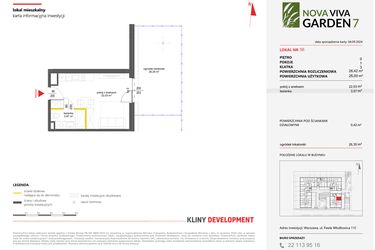 Rzut - Mieszkanie na sprzedaż 1 pokój o powierzchni 26,42 m² - numer 56 w Nova Viva Garden 7