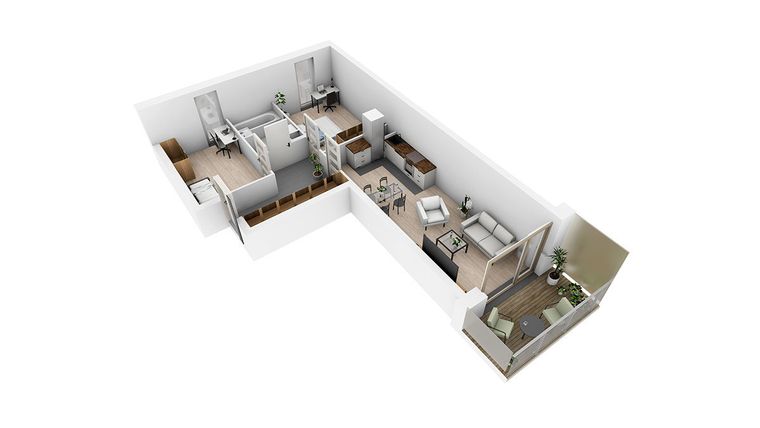 Rzut - Mieszkanie na sprzedaż 3 pokoje o powierzchni 58,84 m² - numer N4.23 w Osiedle Narcyzowe