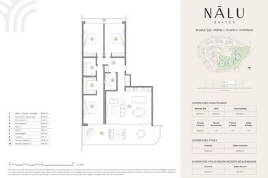 Rzut - Mieszkanie na sprzedaż 3 pokoje o powierzchni 175,84 m² - numer 212B w Nalu Suites