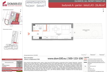 Rzut - Mieszkanie na sprzedaż 1 pokój o powierzchni 26,46 m² - numer L43 w Apartamenty Nowy Świat - inwestycyjne