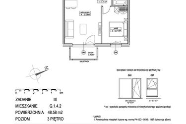 Rzut - Mieszkanie na sprzedaż 2 pokoje o powierzchni 48,75 m² - numer G.1.4.2 w Atut III