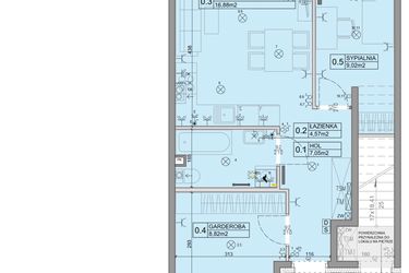 Rzut - Mieszkanie na sprzedaż 3 pokoje o powierzchni 46,34 m² - numer 109 w Manufaktura Marki 2 etap IV