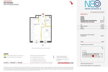 Rzut - Mieszkanie na sprzedaż 2 pokoje o powierzchni 37,34 m² - numer 82 w Neo Nova Ochota 2