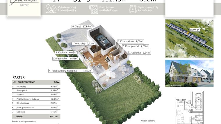 Rzut - Dom na sprzedaż 5 pokoi o powierzchni 111,45 m² - numer 14 w Osiedle Jaśminowa