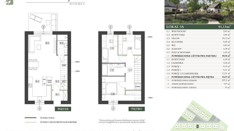 Rzut - Dom na sprzedaż 4 pokoje o powierzchni 91,13 m² - numer 5A w Domy w akacjach