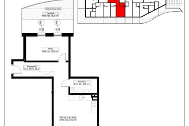 Rzut - Mieszkanie na sprzedaż 2 pokoje o powierzchni 58,62 m² - numer 19 w Światowida 61B