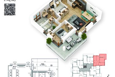 Rzut - Mieszkanie na sprzedaż 4 pokoje o powierzchni 73,3 m² - numer 18 w Villa Park - Etap III