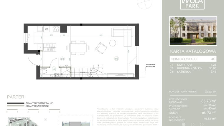 Rzut - Dom na sprzedaż 4 pokoje o powierzchni 85,73 m² - numer 4C w Nova Wola Park II