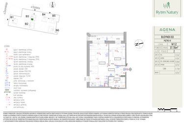 Rzut - Mieszkanie na sprzedaż 2 pokoje o powierzchni 37,78 m² - numer B3M12 w Rytm Natury