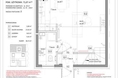 Rzut - Dom na sprzedaż 2 pokoje o powierzchni 71 m² - numer 43A w Osiedle Kwiatów etap III