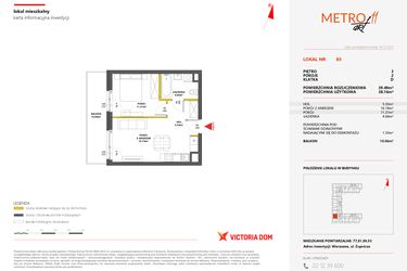 Rzut - Mieszkanie na sprzedaż 2 pokoje o powierzchni 39,49 m² - numer 85 w Metro Art 11