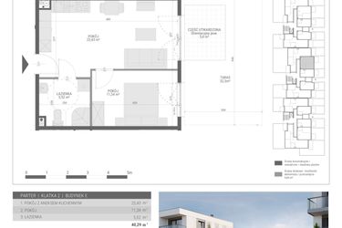 Rzut - Mieszkanie na sprzedaż 2 pokoje o powierzchni 40,29 m² - numer 24 w Monsa bud. E