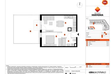 Rzut - Mieszkanie na sprzedaż 2 pokoje o powierzchni 36,03 m² - numer C.1 w Osiedle Harmonia
