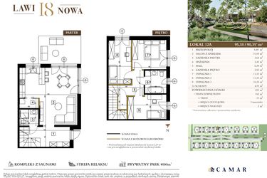 Rzut - Mieszkanie na sprzedaż 4 pokoje o powierzchni 90,35 m² - numer 12A w Lawinowa 18
