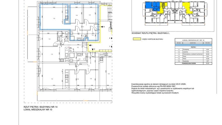 Rzut - Mieszkanie na sprzedaż 3 pokoje o powierzchni 63,05 m² - numer A10 w Lwowska 14