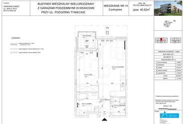 Rzut - Mieszkanie na sprzedaż 2 pokoje o powierzchni 40,52 m² - numer B14 w Podgórki Tynieckie