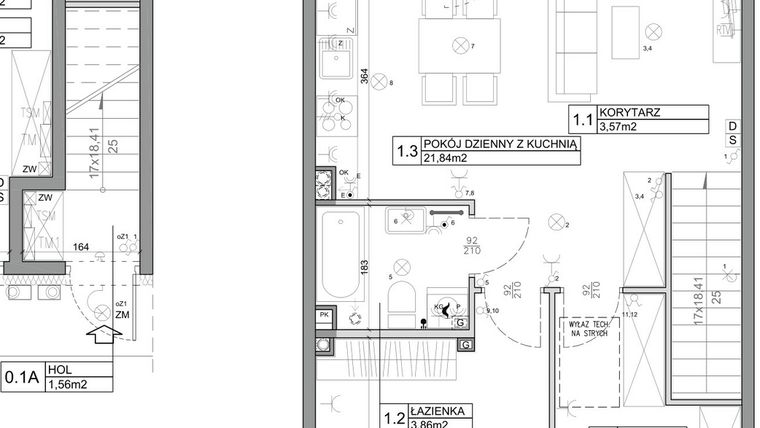 Rzut - Mieszkanie na sprzedaż 3 pokoje o powierzchni 58,82 m² - numer 28 w Manufaktura Marki 2 etap II