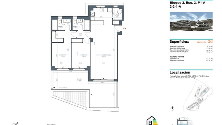 Rzut - Mieszkanie na sprzedaż 2 pokoje o powierzchni 100,5 m² - numer B2P2P1 w Idilia Senses