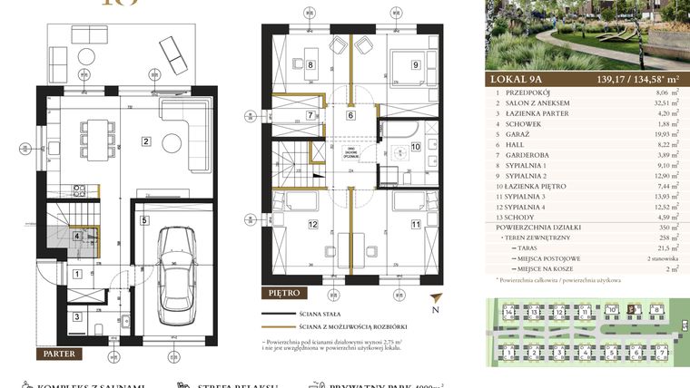 Rzut - Dom na sprzedaż 4 pokoje o powierzchni 139,07 m² - numer 9A w Lawinowa 18 - Etap III