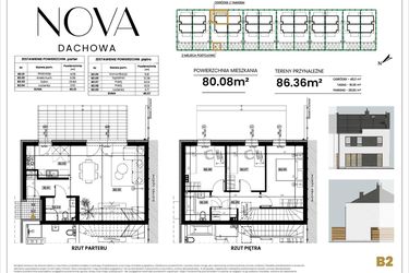 Rzut - Dom na sprzedaż 4 pokoje o powierzchni 80,29 m² - numer B2 w Nova Dachowa II