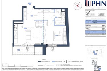 Rzut - Mieszkanie na sprzedaż 2 pokoje o powierzchni 44,17 m² - numer 10 w Apartamenty Jana Pawła 34