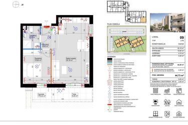 Rzut - Mieszkanie na sprzedaż 2 pokoje o powierzchni 44,28 m² - numer 9 w Harmony Antoninek