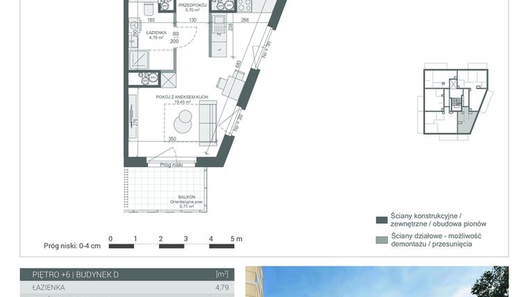 Rzut - Mieszkanie na sprzedaż 1 pokój o powierzchni 29,94 m² - numer M-37 w Unikat Apartamenty D