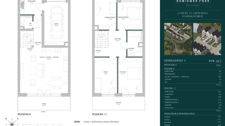 Rzut - Dom na sprzedaż 4 pokoje o powierzchni 124,1 m² - numer SZEREGOWIEC C/C w Kamionka Park