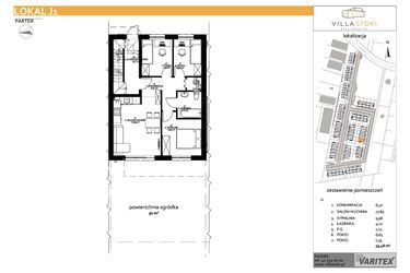 Rzut - Mieszkanie na sprzedaż 4 pokoje o powierzchni 52,34 m² - numer J1 w Villa Stoki (mieszkania)