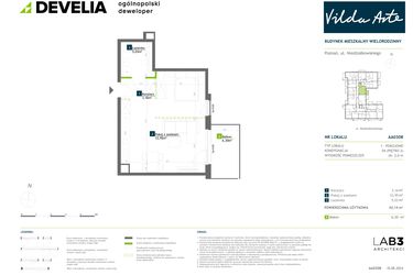 Rzut - Mieszkanie na sprzedaż 1 pokój o powierzchni 42,16 m² - numer AA0308 w Vilda Arte