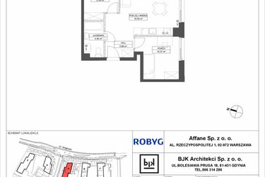 Rzut - Mieszkanie na sprzedaż 3 pokoje o powierzchni 52,92 m² - numer A.3M04 w WENDY