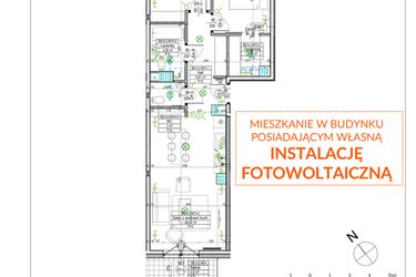 Rzut - Mieszkanie na sprzedaż 3 pokoje o powierzchni 71,25 m² - numer B8.A14 w Osiedle Zielone bud. A1, B8