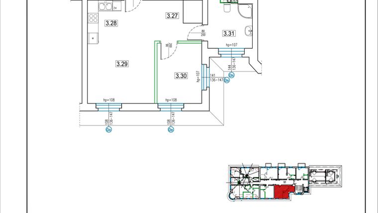 Rzut - Mieszkanie na sprzedaż 2 pokoje o powierzchni 40,84 m² - numer 28 w Kamienica 62