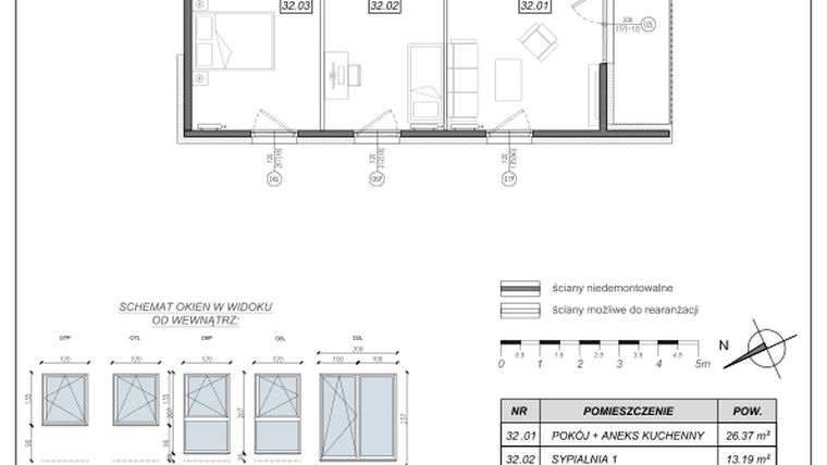 Rzut - Mieszkanie na sprzedaż 3 pokoje o powierzchni 67,47 m² - numer 4.B.32 w Nowe Południe bud. 4
