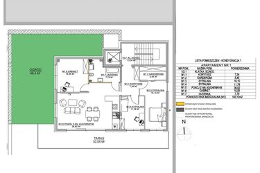 Rzut - Mieszkanie na sprzedaż 4 pokoje o powierzchni 100,12 m² - numer M1 w Miłosza Prestige