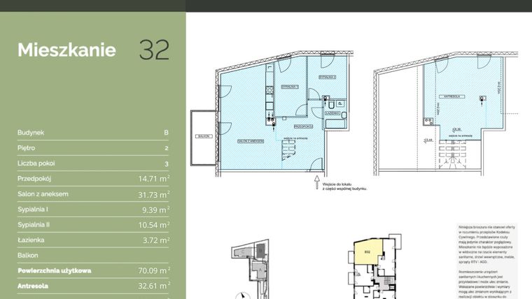 Rzut - Mieszkanie na sprzedaż 3 pokoje o powierzchni 102,7 m² - numer B32 w Stawowa Residence - etap V