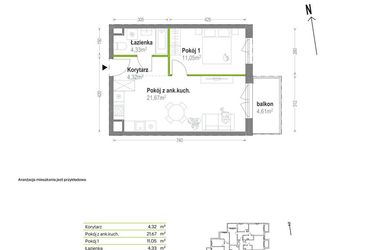 Rzut - Mieszkanie na sprzedaż 2 pokoje o powierzchni 41,37 m² - numer A.A.1.05 w Głębocka Vita