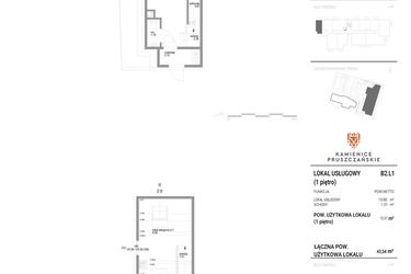 Rzut - Lokal użytkowy na sprzedaż 4 pokoje o powierzchni 43,54 m² - numer B2.L2 w Kamienice Pruszczańskie