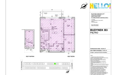 Rzut - Mieszkanie na sprzedaż 3 pokoje o powierzchni 62,16 m² - numer B3.2 w HELLO! KUKUŁKI bud. B