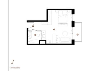 Rzut - Mieszkanie na sprzedaż 1 pokój o powierzchni 31,6 m² - numer A2.3.11 w Apartamenty Grundmanna