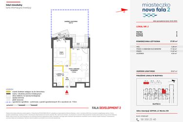 Rzut - Mieszkanie na sprzedaż 2 pokoje o powierzchni 37,05 m² - numer 2 w Miasteczko Nova Fala 2