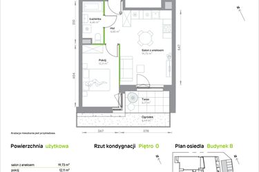 Rzut - Mieszkanie na sprzedaż 2 pokoje o powierzchni 40,85 m² - numer B/0/24 w Krakowska Vita