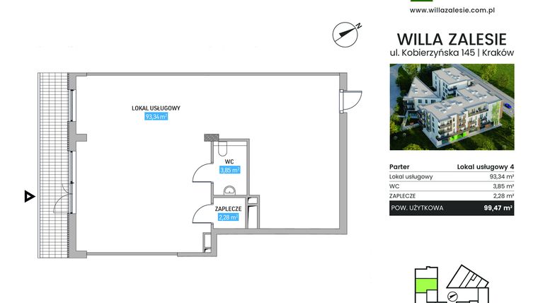 Rzut - Lokal użytkowy na sprzedaż 1 pokój o powierzchni 99,23 m² - numer L4 w Willa Zalesie
