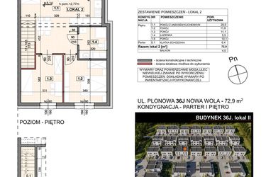 Rzut - Mieszkanie na sprzedaż 4 pokoje o powierzchni 72,9 m² - numer 36J/2 w Zespół willowy Zielona Polana - etap 6