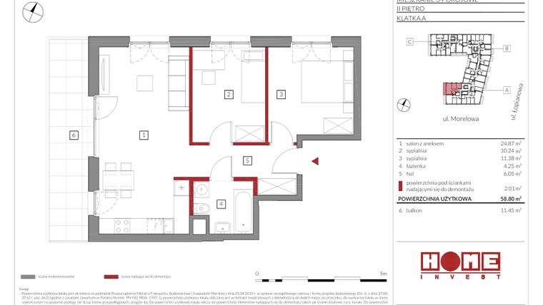 Rzut - Mieszkanie na sprzedaż 3 pokoje o powierzchni 58,8 m² - numer A10 w Przystań Żerań